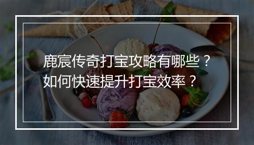 鹿宸传奇打宝攻略有哪些？如何快速提升打宝效率？