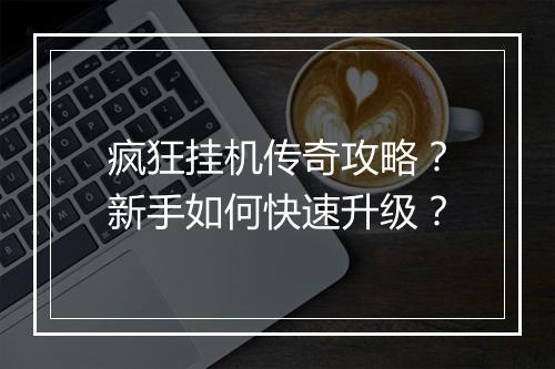 疯狂挂机传奇攻略？新手如何快速升级？