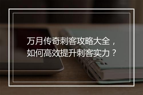 万月传奇刺客攻略大全，如何高效提升刺客实力？
