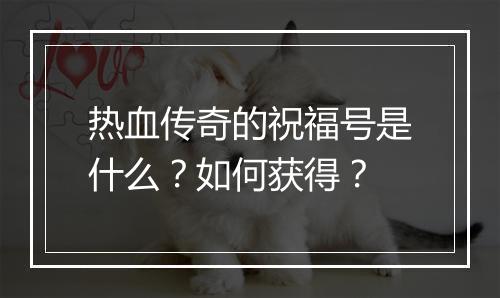 热血传奇的祝福号是什么？如何获得？