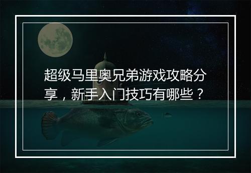 超级马里奥兄弟游戏攻略分享，新手入门技巧有哪些？