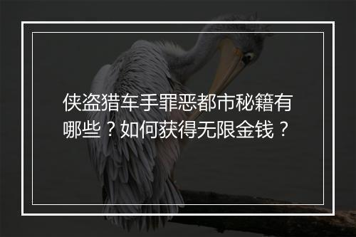 侠盗猎车手罪恶都市秘籍有哪些？如何获得无限金钱？