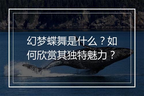 幻梦蝶舞是什么？如何欣赏其独特魅力？