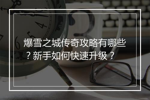 爆雪之城传奇攻略有哪些？新手如何快速升级？