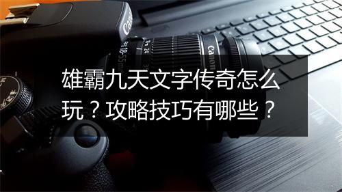 雄霸九天文字传奇怎么玩？攻略技巧有哪些？