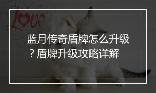 蓝月传奇盾牌怎么升级？盾牌升级攻略详解