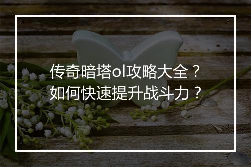 传奇暗塔ol攻略大全？如何快速提升战斗力？