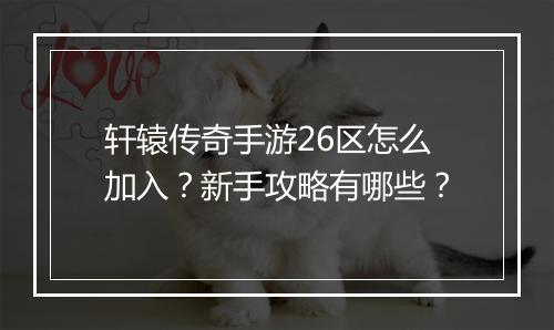 轩辕传奇手游26区怎么加入？新手攻略有哪些？