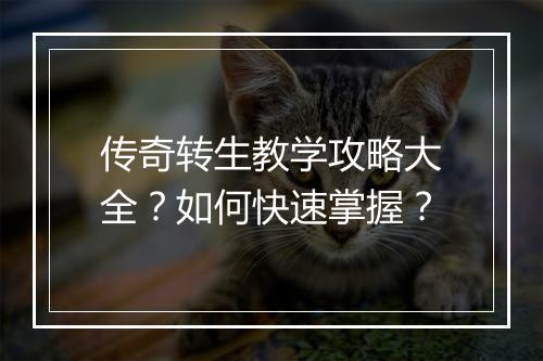 传奇转生教学攻略大全？如何快速掌握？