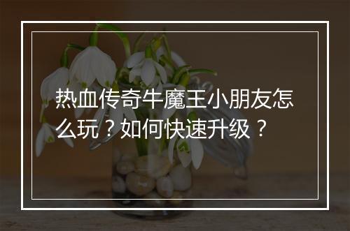 热血传奇牛魔王小朋友怎么玩？如何快速升级？
