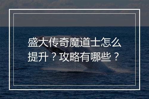 盛大传奇魔道士怎么提升？攻略有哪些？