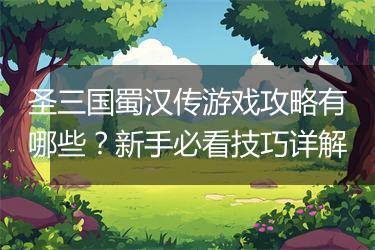圣三国蜀汉传游戏攻略有哪些？新手必看技巧详解