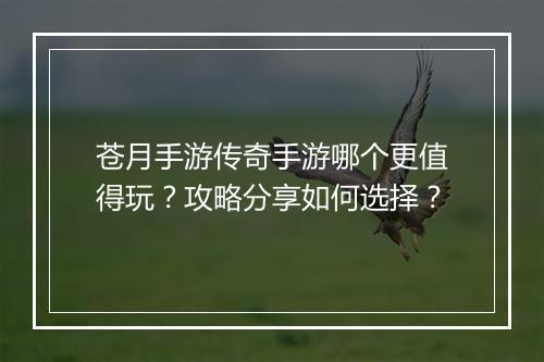 苍月手游传奇手游哪个更值得玩？攻略分享如何选择？