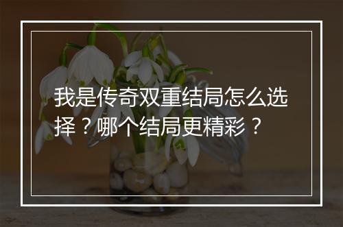 我是传奇双重结局怎么选择？哪个结局更精彩？