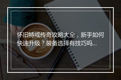 怀旧特戒传奇攻略大全，新手如何快速升级？装备选择有技巧吗？