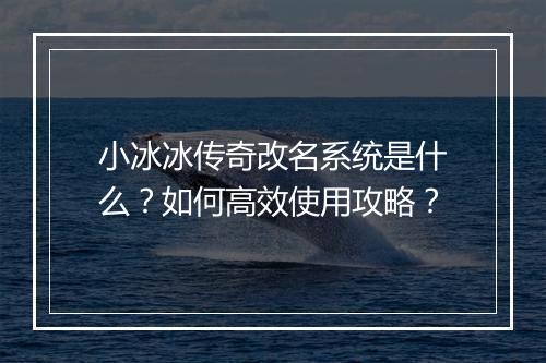 小冰冰传奇改名系统是什么？如何高效使用攻略？