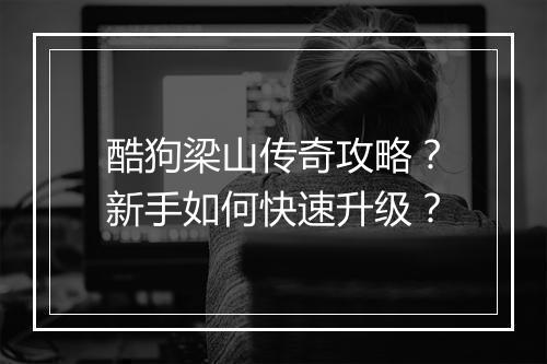 酷狗梁山传奇攻略？新手如何快速升级？