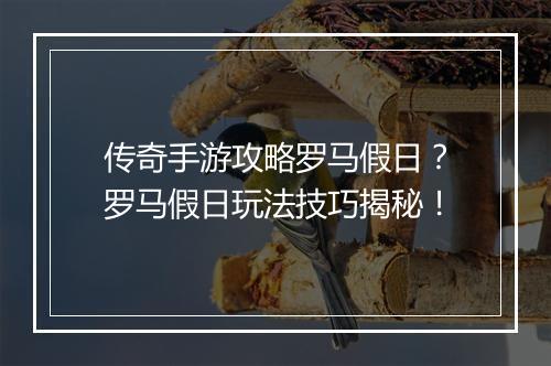 传奇手游攻略罗马假日？罗马假日玩法技巧揭秘！