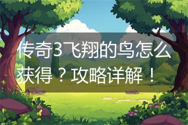 传奇3飞翔的鸟怎么获得？攻略详解！