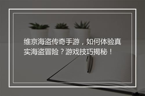 维京海盗传奇手游，如何体验真实海盗冒险？游戏技巧揭秘！