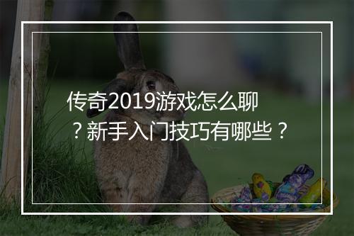 传奇2019游戏怎么聊？新手入门技巧有哪些？