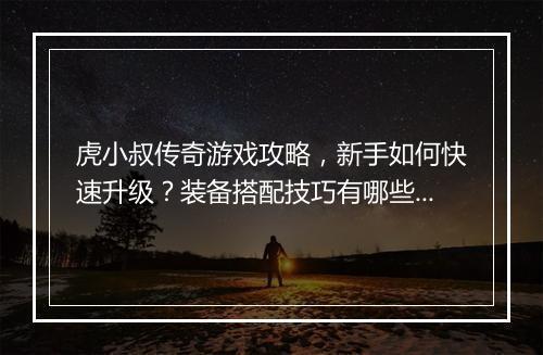 虎小叔传奇游戏攻略，新手如何快速升级？装备搭配技巧有哪些？