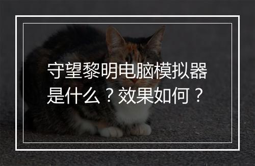 守望黎明电脑模拟器是什么？效果如何？