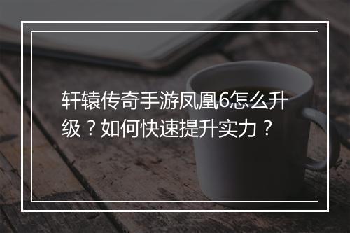 轩辕传奇手游凤凰6怎么升级？如何快速提升实力？