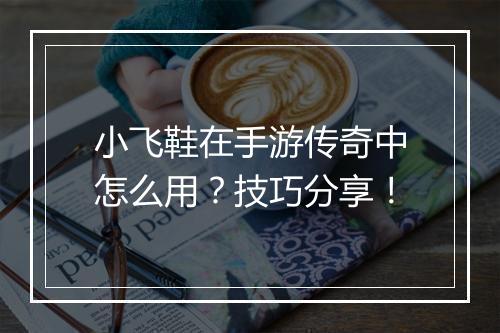 小飞鞋在手游传奇中怎么用？技巧分享！