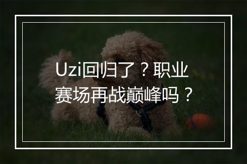 Uzi回归了？职业赛场再战巅峰吗？
