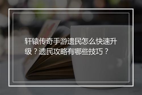 轩辕传奇手游遗民怎么快速升级？遗民攻略有哪些技巧？