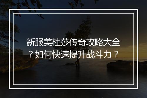 新服美杜莎传奇攻略大全？如何快速提升战斗力？