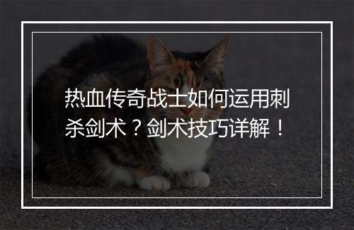 热血传奇战士如何运用刺杀剑术？剑术技巧详解！