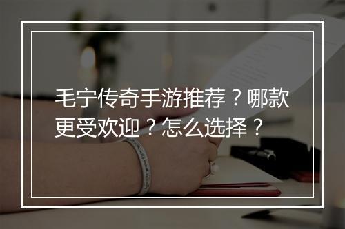 毛宁传奇手游推荐？哪款更受欢迎？怎么选择？