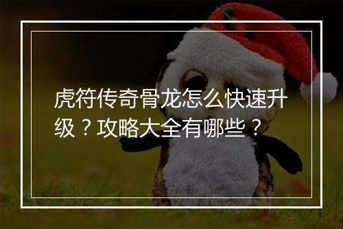 虎符传奇骨龙怎么快速升级？攻略大全有哪些？