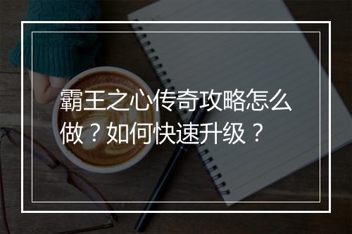 霸王之心传奇攻略怎么做？如何快速升级？
