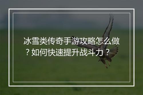 冰雪类传奇手游攻略怎么做？如何快速提升战斗力？