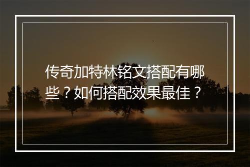 传奇加特林铭文搭配有哪些？如何搭配效果最佳？