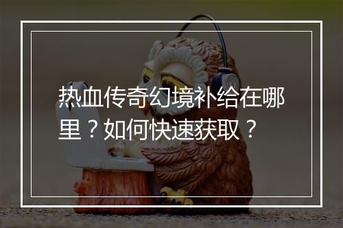 热血传奇幻境补给在哪里？如何快速获取？