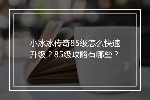 小冰冰传奇85级怎么快速升级？85级攻略有哪些？