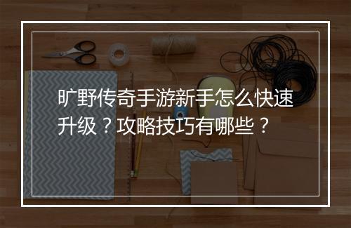 旷野传奇手游新手怎么快速升级？攻略技巧有哪些？