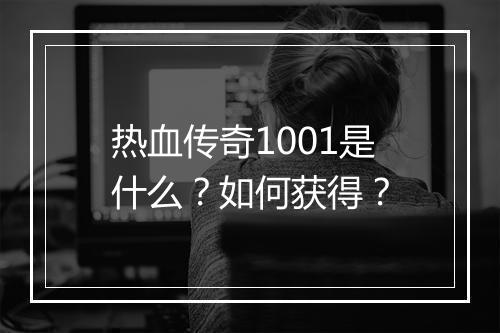 热血传奇1001是什么？如何获得？
