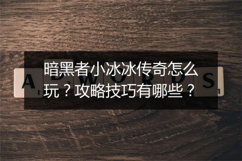 暗黑者小冰冰传奇怎么玩？攻略技巧有哪些？