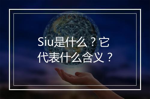 Siu是什么？它代表什么含义？