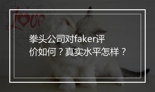 拳头公司对faker评价如何？真实水平怎样？