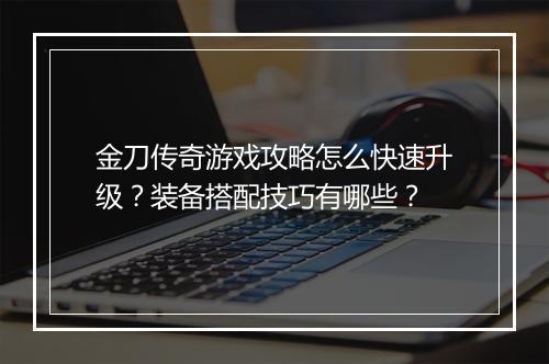 金刀传奇游戏攻略怎么快速升级？装备搭配技巧有哪些？