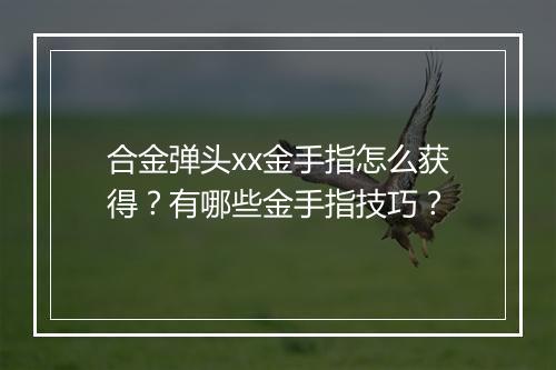 合金弹头xx金手指怎么获得？有哪些金手指技巧？