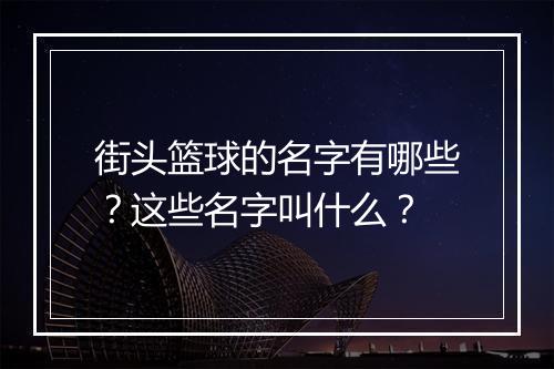 街头篮球的名字有哪些？这些名字叫什么？