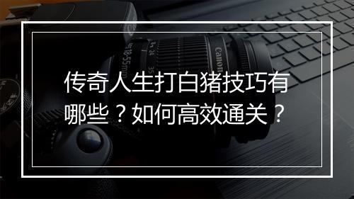 传奇人生打白猪技巧有哪些？如何高效通关？