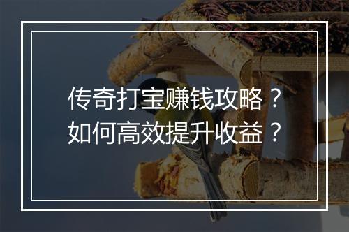 传奇打宝赚钱攻略？如何高效提升收益？